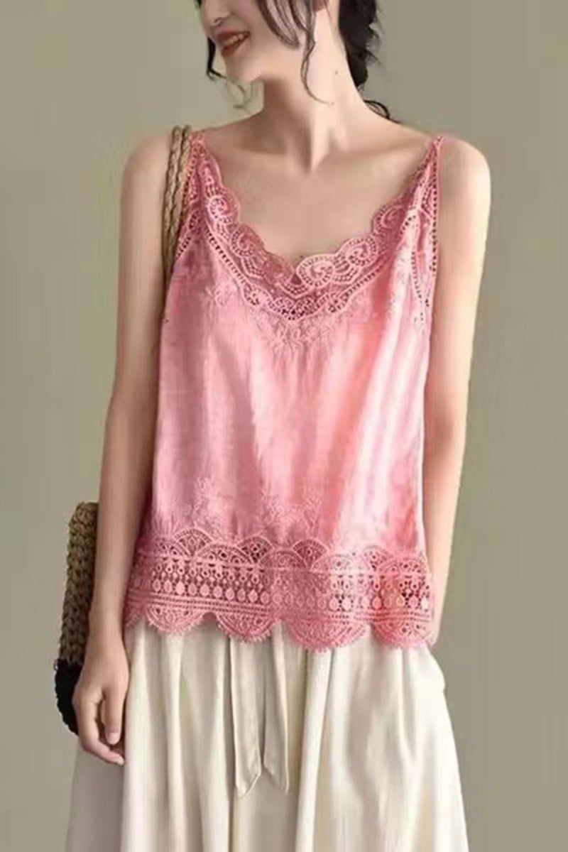Elegant Lace Trim Tank Top