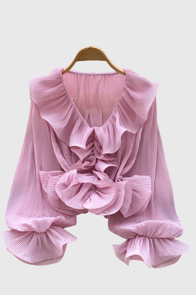 Ruffled V-Neck Blouse
