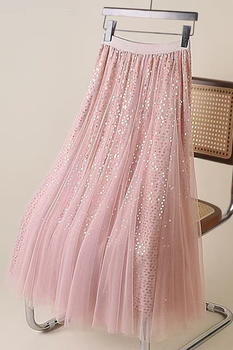 Sequined Elegant Midi Skirt