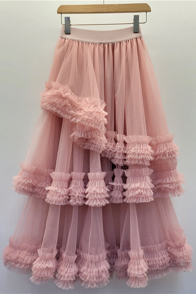 Flouncy Tiered Midi Skirt