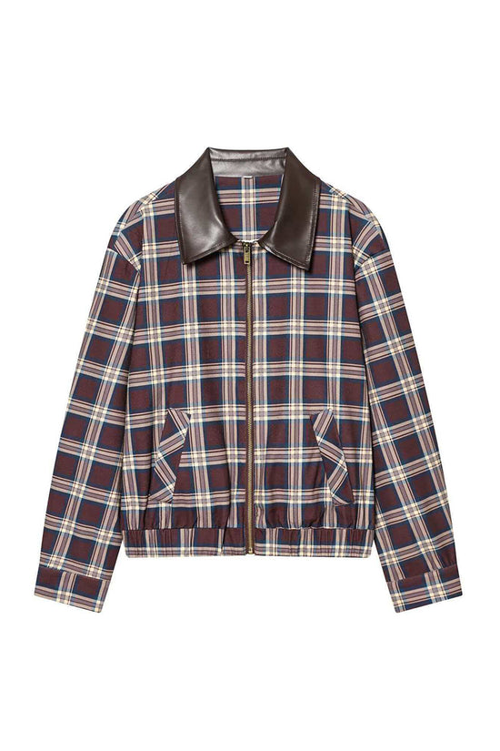 Checkered Zipper Front Jacket