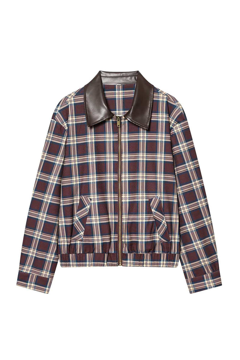 Checkered Zipper Front Jacket