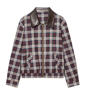 Checkered Zipper Front Jacket