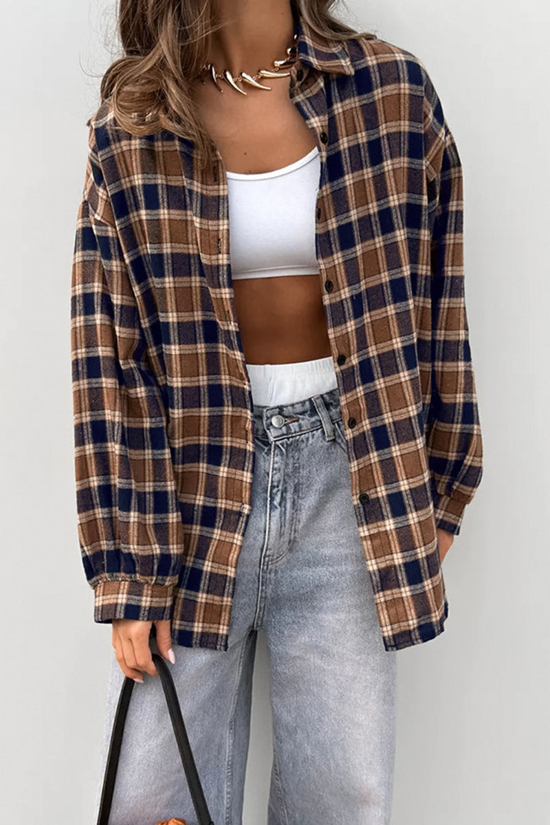 Plaid Button-Up Oversized Shirt