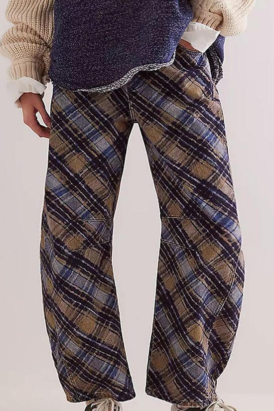 Plaid Straight Leg Women's Jeans