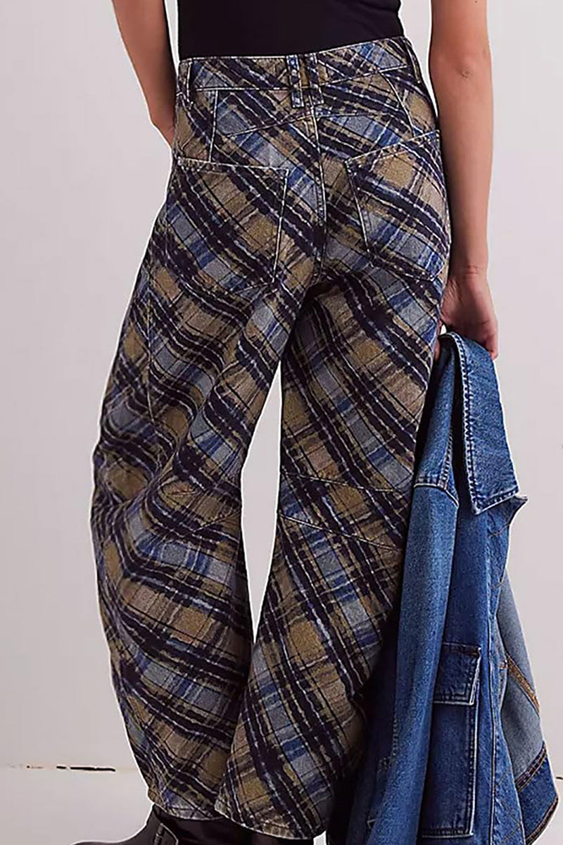 Plaid Straight Leg Women's Jeans