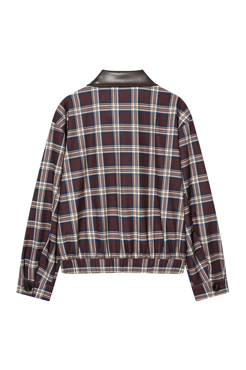 Checkered Zipper Front Jacket