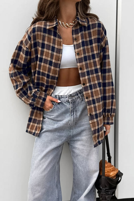 Plaid Button-Up Oversized Shirt