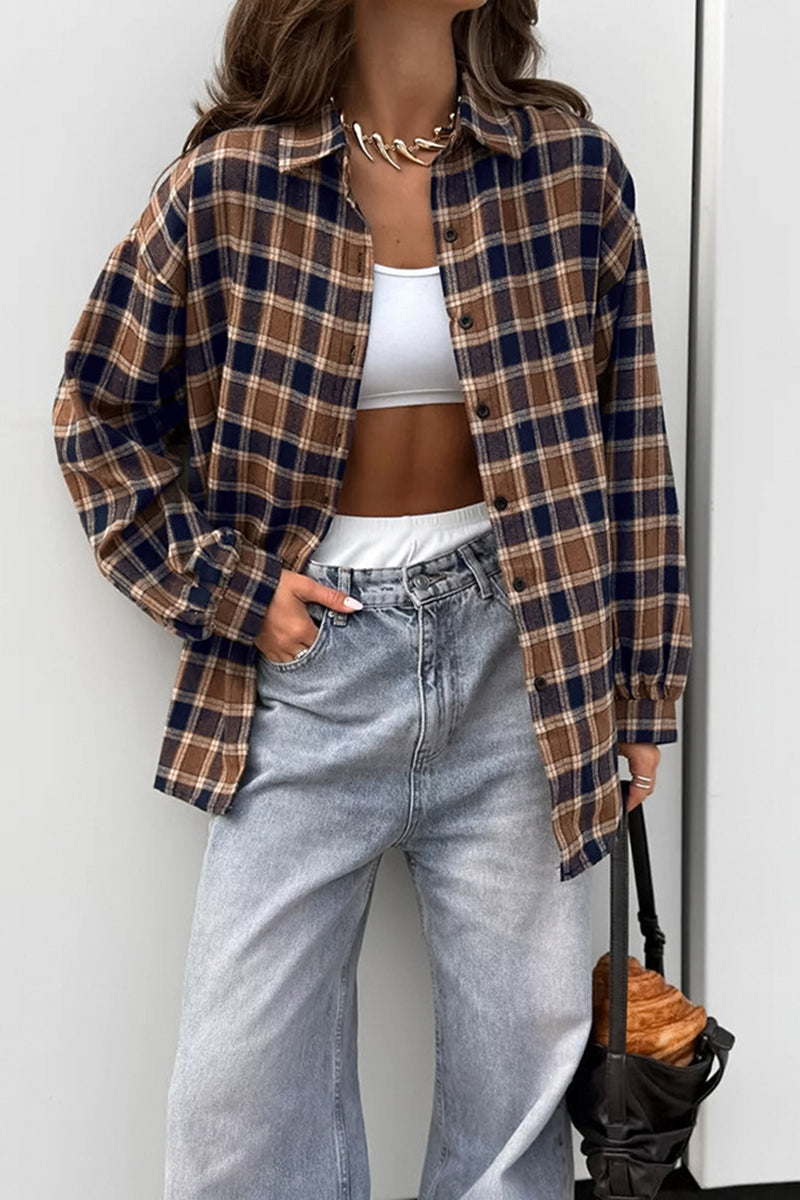 Plaid Button-Up Oversized Shirt