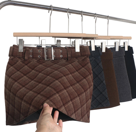 Plaid Buckle Detail A-Line Mini Skirt