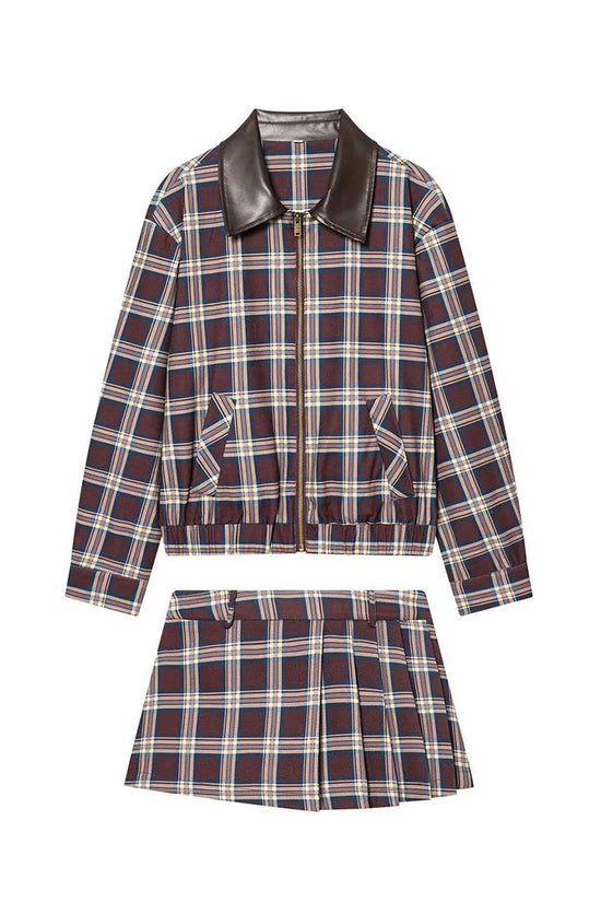 Checkered Zipper Front Jacket