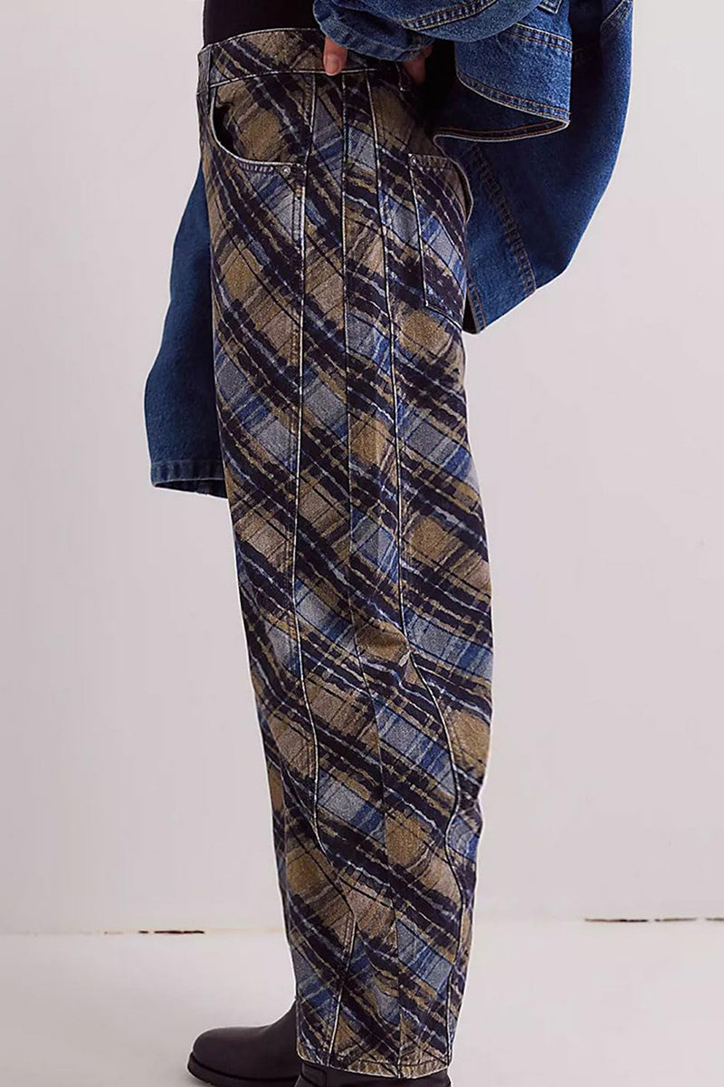 Plaid Straight Leg Women's Jeans