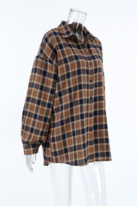 Plaid Button-Up Oversized Shirt