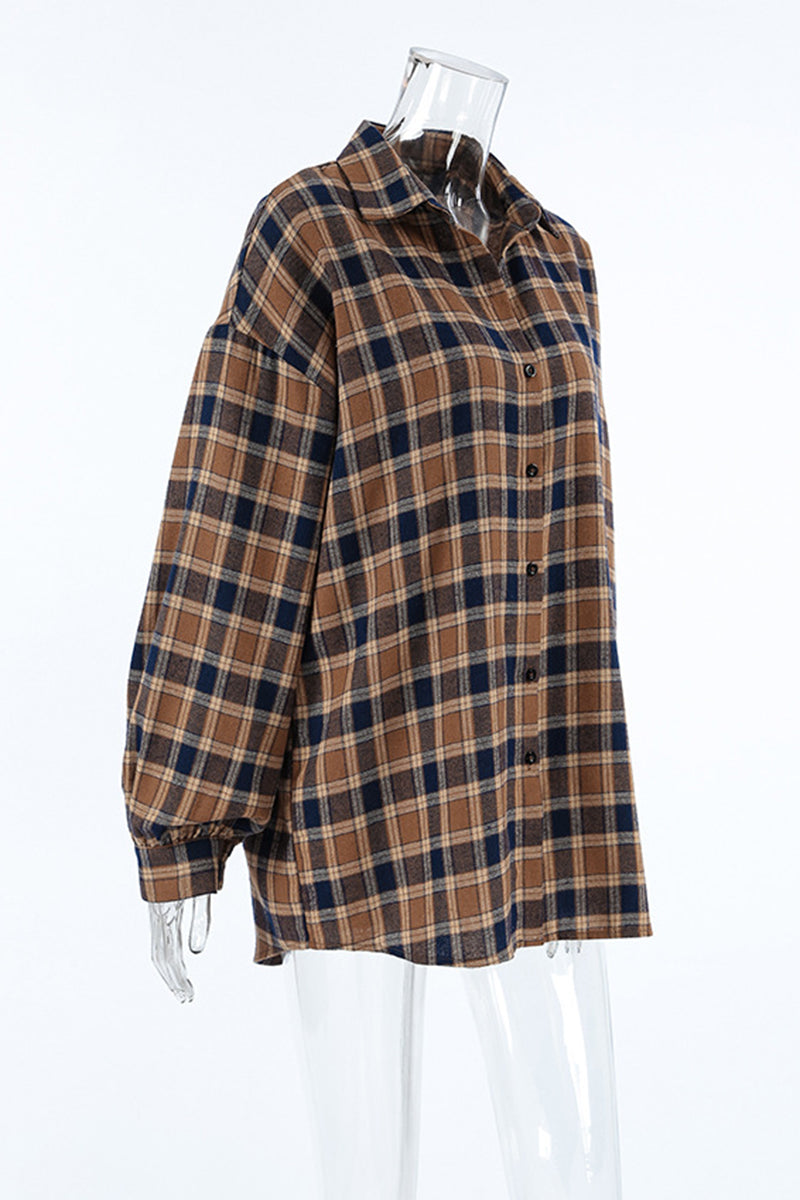 Plaid Button-Up Oversized Shirt