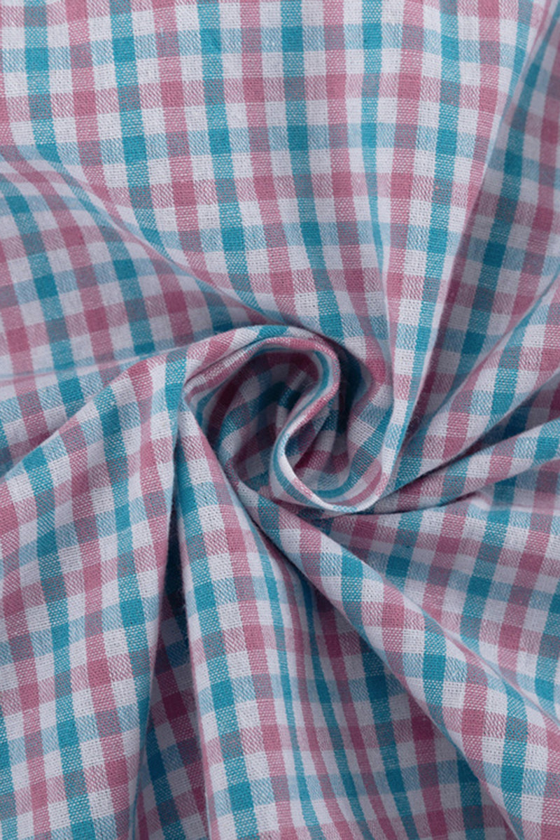 Checkered Button-Up Pants Set