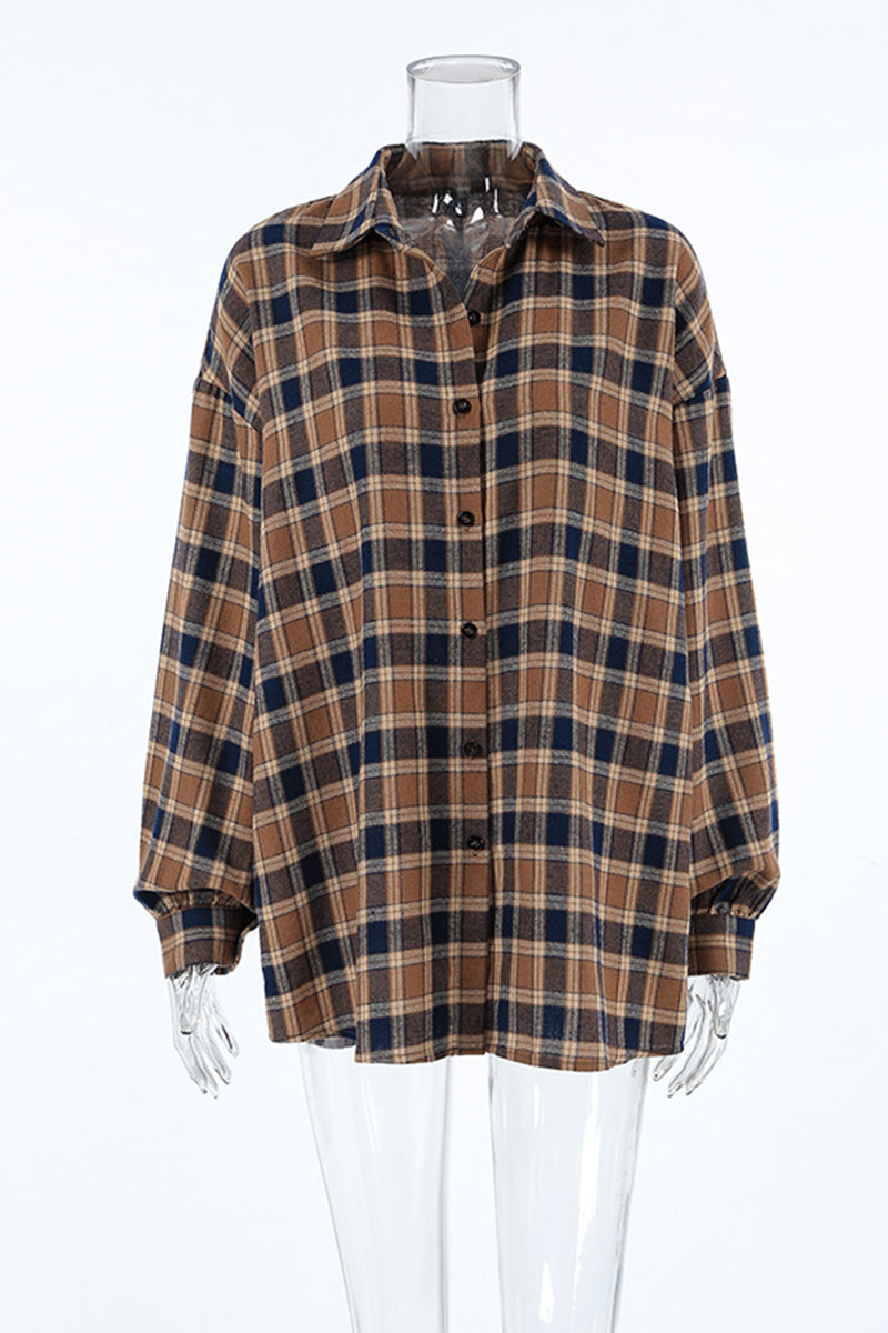 Plaid Button-Up Oversized Shirt
