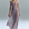 Ruched Halter Neck Chiffon Dress