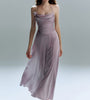 Ruched Halter Neck Chiffon Dress