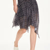 Asymmetrical Hem Plaid Midi Skirt