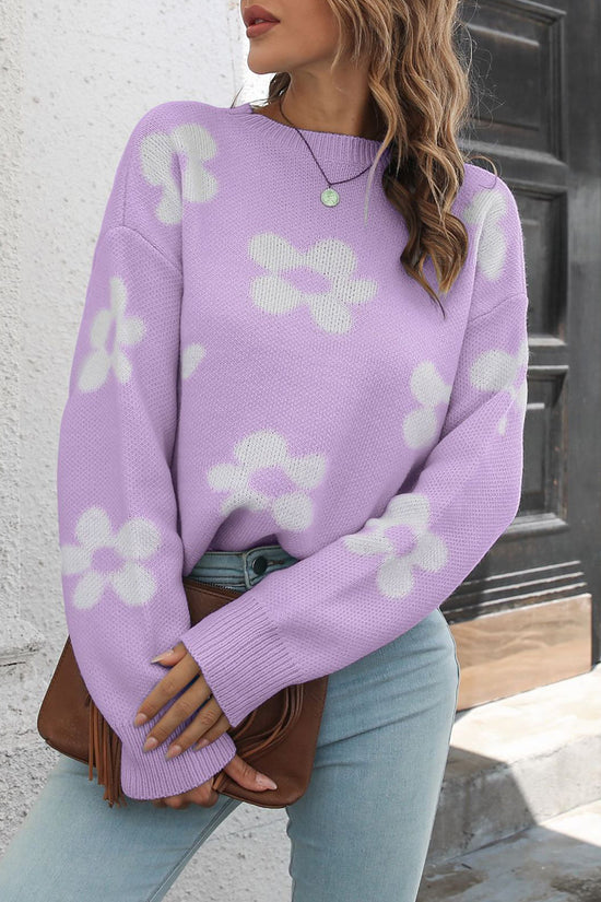 Daisy Pattern Oversized Sweater