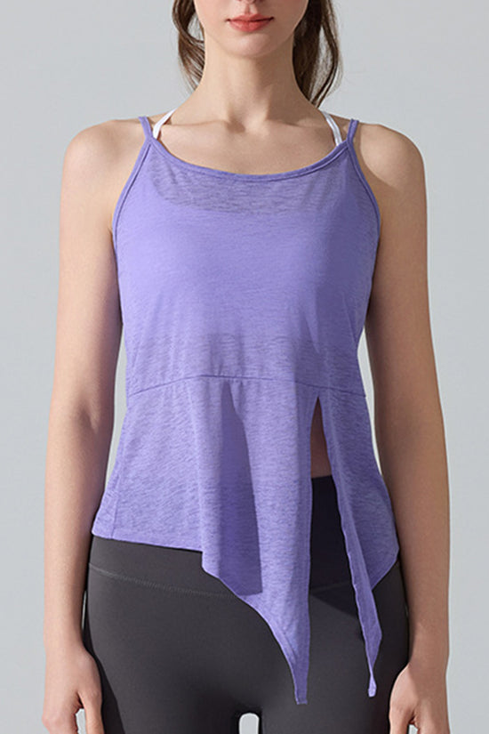 Asymmetrical Hem Sleeveless Active Top