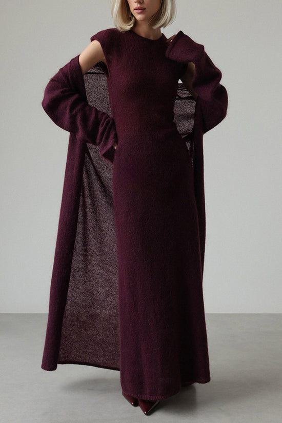 Knit Dress with Open Front Cardigan Set