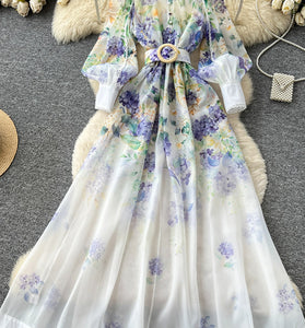 Floral Print Chiffon Maxi Dress