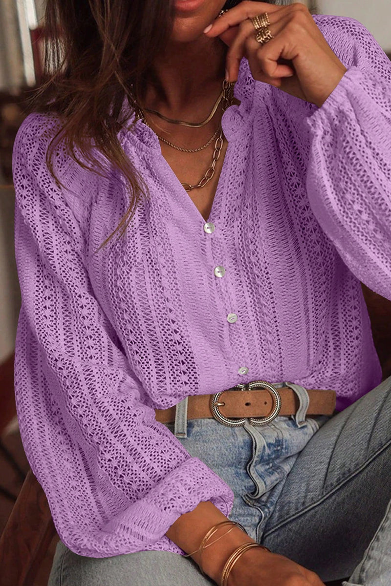 Textured Button-Up Blouse