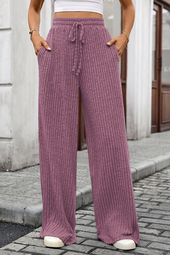 Wide-Leg Casual Pants with Drawstring