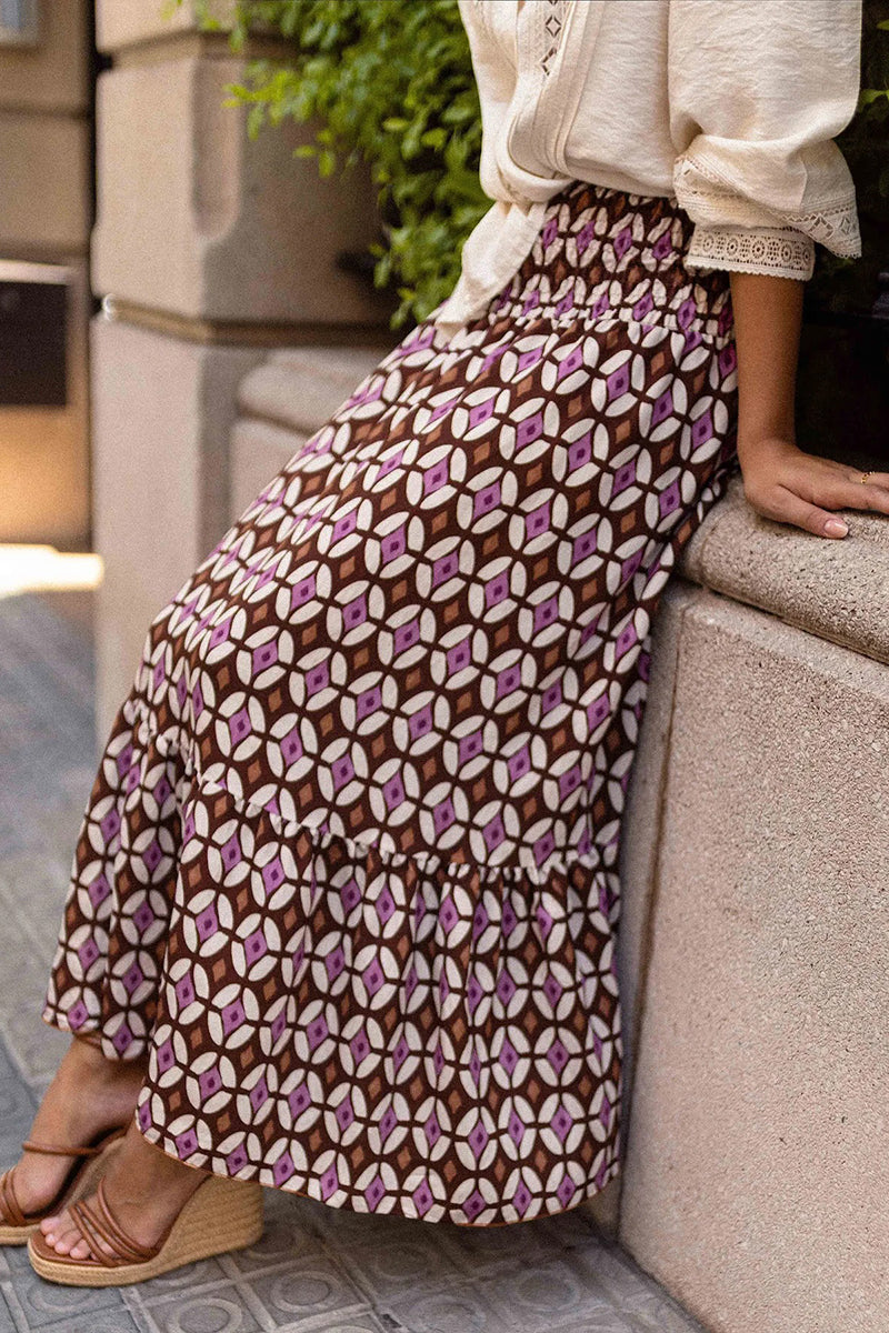 Geometric Pattern Midi Skirt
