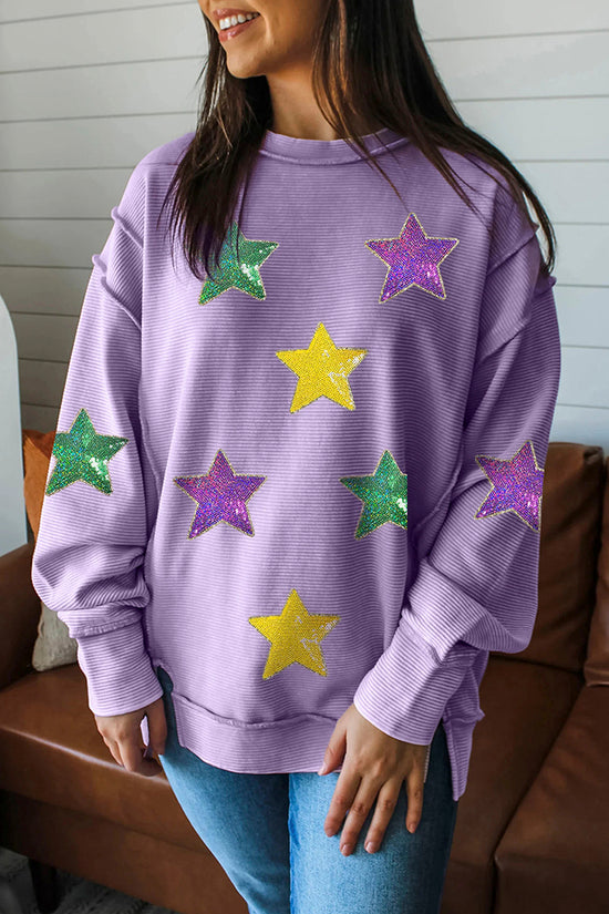 Mardi Gras Sequin Star Patterned Top