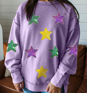 Mardi Gras Sequin Star Patterned Top