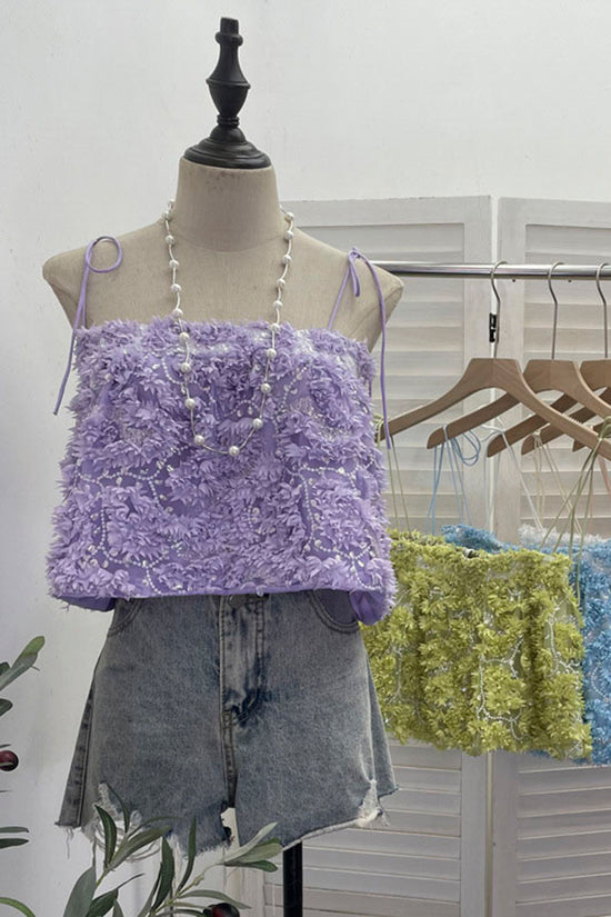 Floral Sequined Sleeveless Camisole