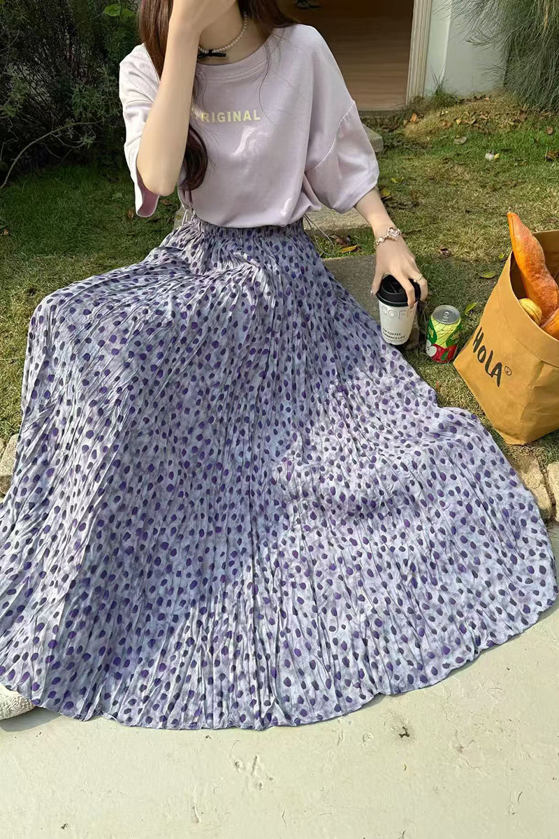 Polka Dot Flowing Midi Skirt