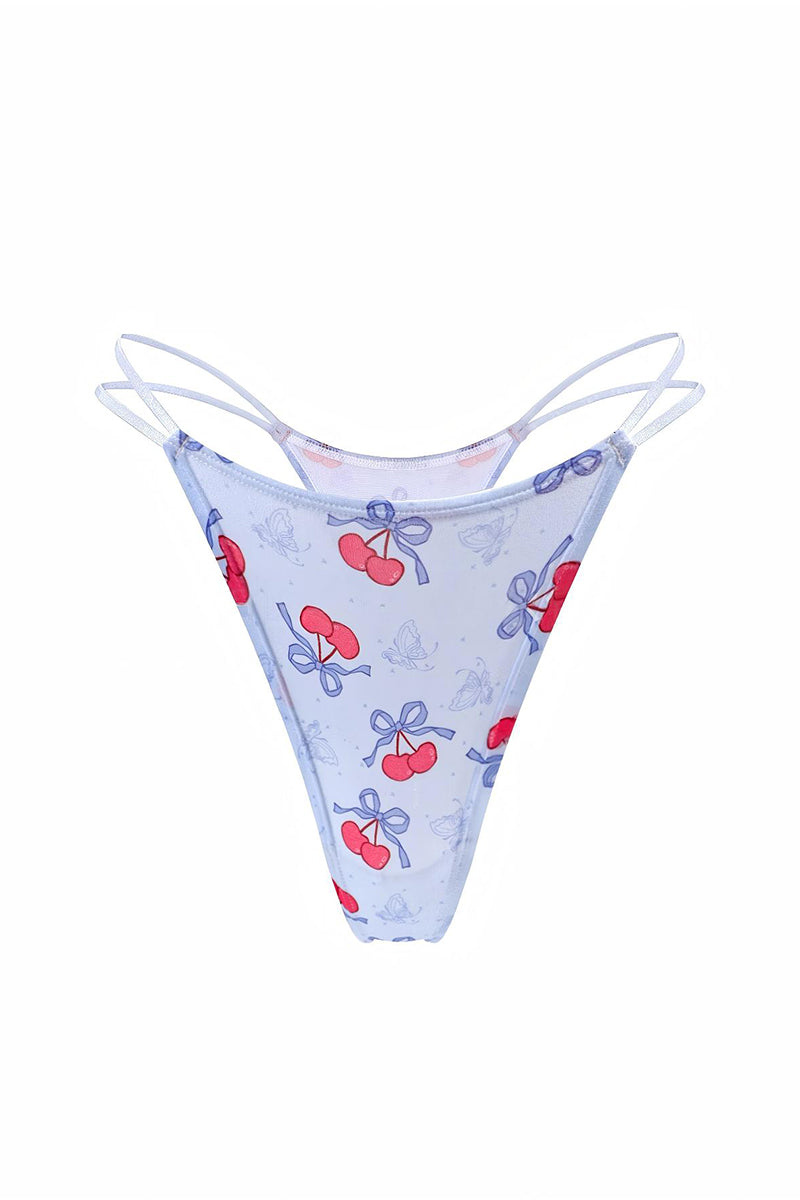 Heart Print Strappy Thong Panties