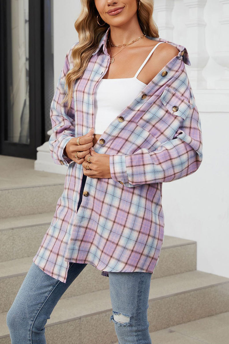 Plaid Button Down Long Sleeve Shirt