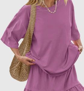 Ruffled Skirt and Loose Top Set