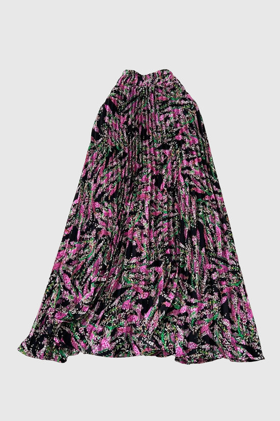 Floral Pleated Midi Skirt
