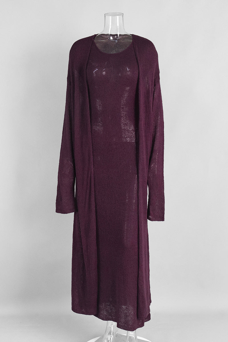 Knit Dress with Open Front Cardigan Set
