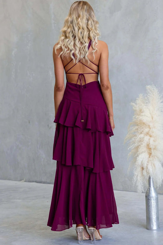 Tiered Sleeveless V-Neck Maxi Dress