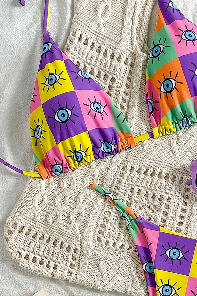 Vibrant Eye Print Bikini Set
