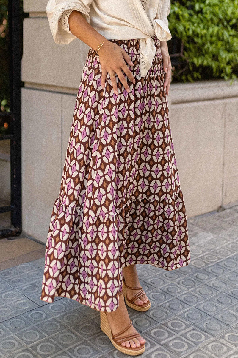 Geometric Pattern Midi Skirt