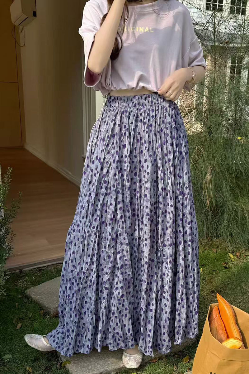 Polka Dot Flowing Midi Skirt