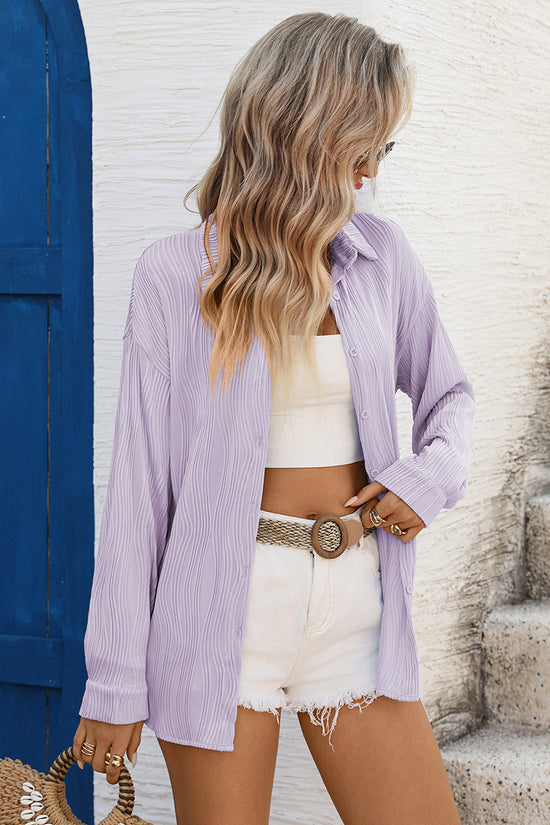 Textured Long Sleeve Blouse