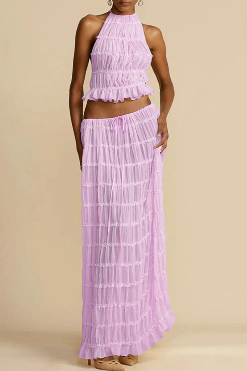 Elegant Halter Skirt Set