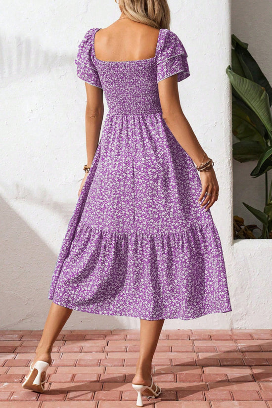 Flowy Floral Smocked Casual Dress