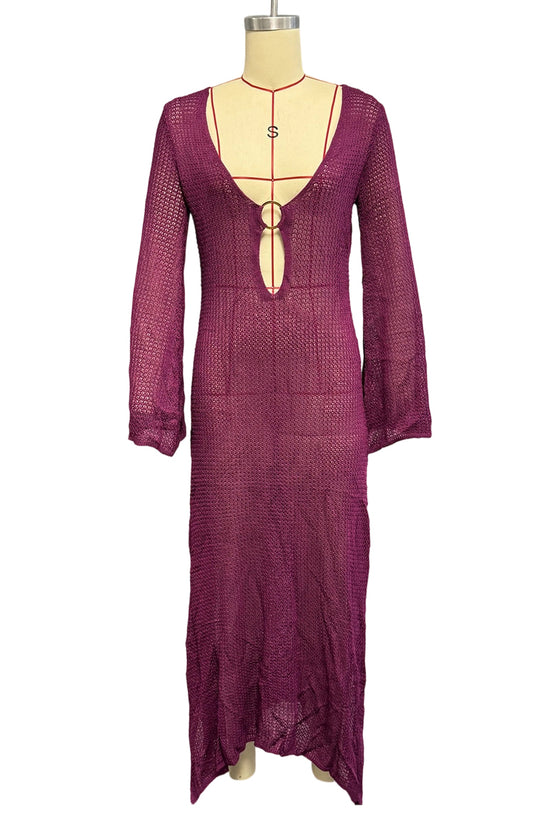 Deep V-Neck Long Sleeve Bodycon Dress