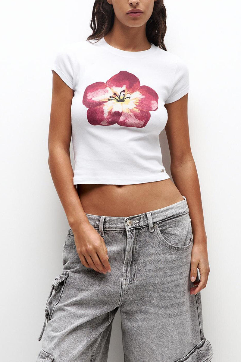 Floral Graphic Crop T-Shirt