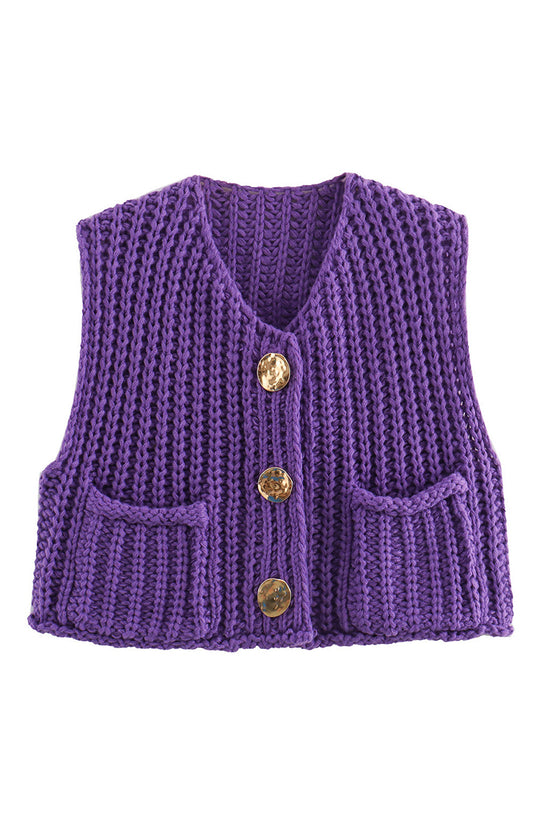 Textured Button-Up Sweater Vest