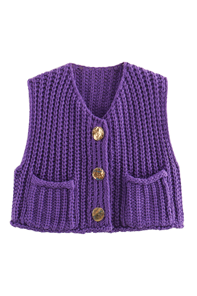 Textured Button-Up Sweater Vest